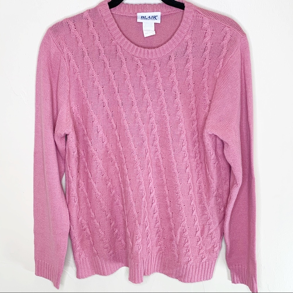 Blair Vintage pink Barbiecore Barbie Elle Woods style cable knit sweater Preppy
